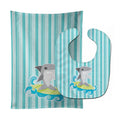 Surfin Shark on Stripes Baby Bib & Burp Cloth Easy-Clean Baby Bib Baby Feeding Accessory Baby Mealtime Essential