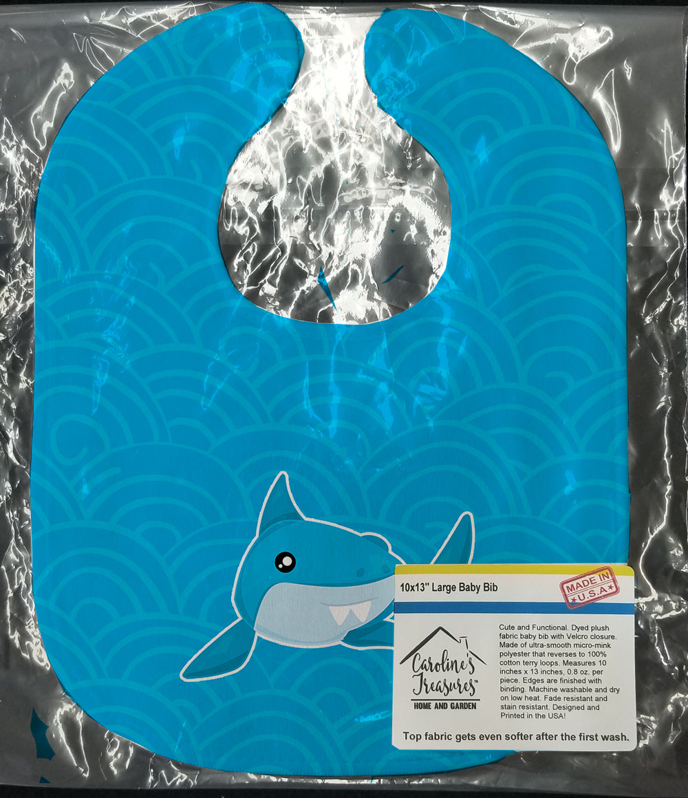 Shark with Waves Baby Bib Easy-Clean Baby Bib Baby Feeding Accessory Baby Mealtime Essential, 10 x 13, Multicolor