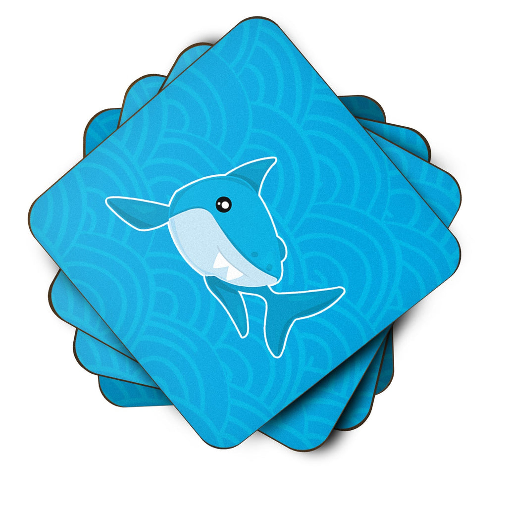 Shark with Waves Foam Coasters Set of 4 Cup Coasters for Indoor Outdoor, Tabletop Protection, Anti Slip, Mouse pad Material