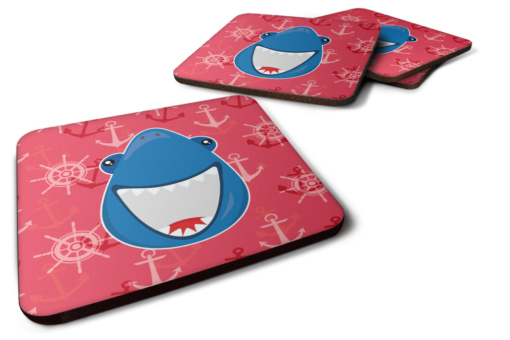 Shark Wide Open Foam Coasters Set of 4 Cup Coasters for Indoor Outdoor, Tabletop Protection, Anti Slip, Mouse pad Material
