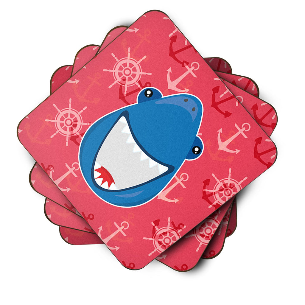 Shark Wide Open Foam Coasters Set of 4 Cup Coasters for Indoor Outdoor, Tabletop Protection, Anti Slip, Mouse pad Material