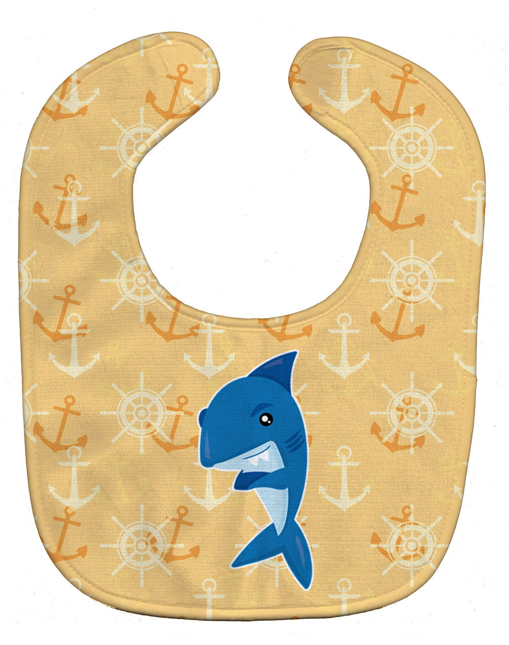 Shark on Beige Nautical Baby Bib Easy-Clean Baby Bib Baby Feeding Accessory Baby Mealtime Essential, 10 x 13, Multicolor