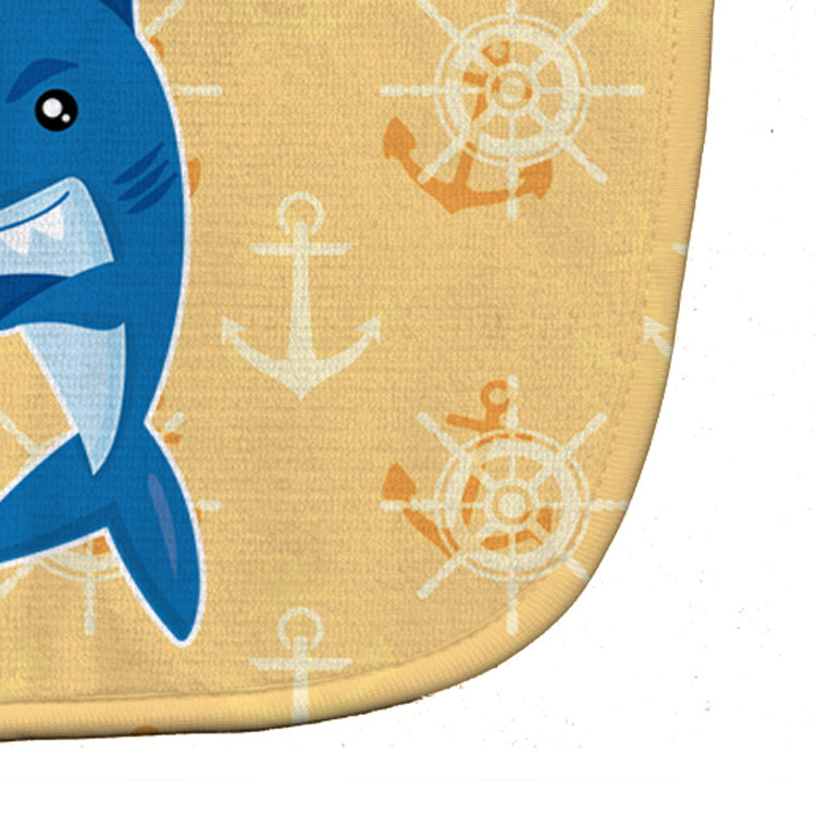 Shark on Beige Nautical Baby Bib Easy-Clean Baby Bib Baby Feeding Accessory Baby Mealtime Essential, 10 x 13, Multicolor