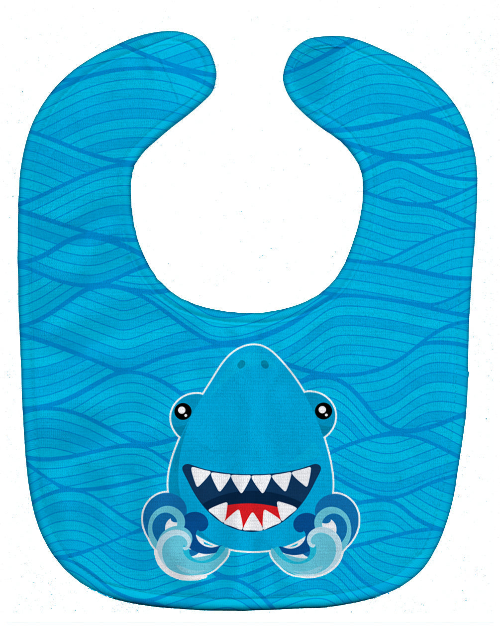 Shark Open Wide in Waves Baby Bib Easy-Clean Baby Bib Baby Feeding Accessory Baby Mealtime Essential, 10 x 13, Multicolor