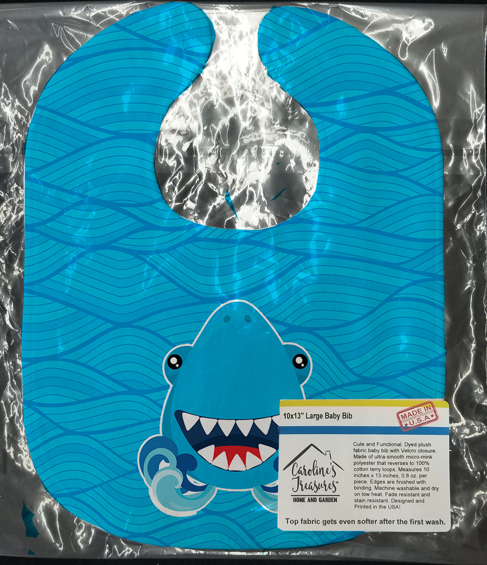 Shark Open Wide in Waves Baby Bib Easy-Clean Baby Bib Baby Feeding Accessory Baby Mealtime Essential, 10 x 13, Multicolor
