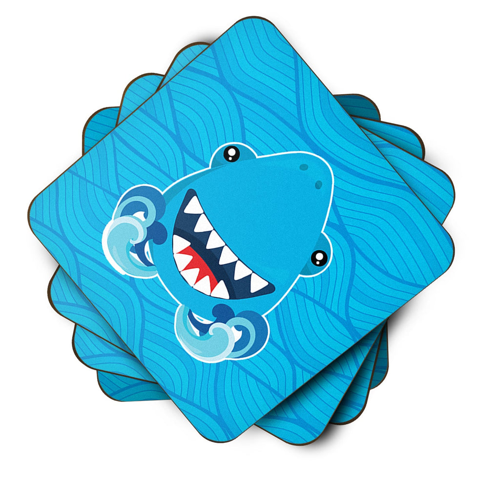 Shark Open Wide in Waves Foam Coasters Set of 4 Cup Coasters for Indoor Outdoor, Tabletop Protection, Anti Slip, Mouse pad Material