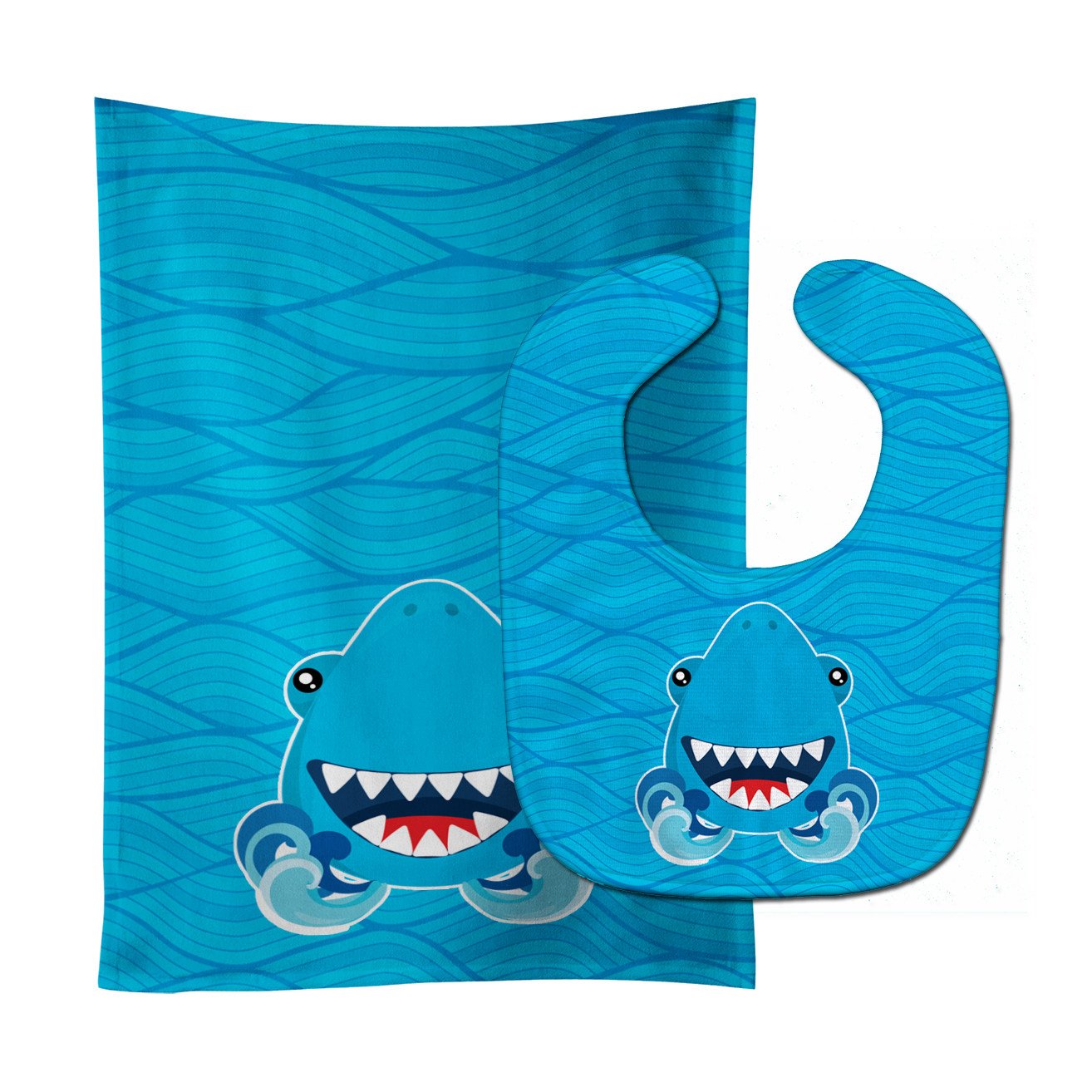 Shark Open Wide in Waves Baby Bib & Burp Cloth Easy-Clean Baby Bib Baby Feeding Accessory Baby Mealtime Essential