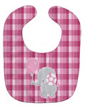 Elephant with Pink Balloon Baby Bib Easy-Clean Baby Bib Baby Feeding Accessory Baby Mealtime Essential, 10 x 13, Multicolor