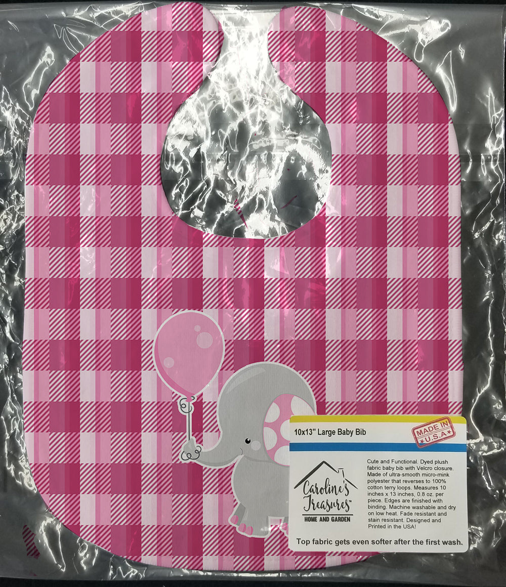 Elephant with Pink Balloon Baby Bib Easy-Clean Baby Bib Baby Feeding Accessory Baby Mealtime Essential, 10 x 13, Multicolor