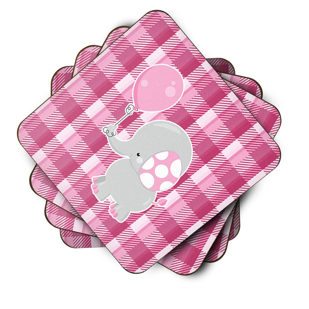 Elephant with Pink Balloon Foam Coasters Set of 4 Cup Coasters for Indoor Outdoor, Tabletop Protection, Anti Slip, Mouse pad Material
