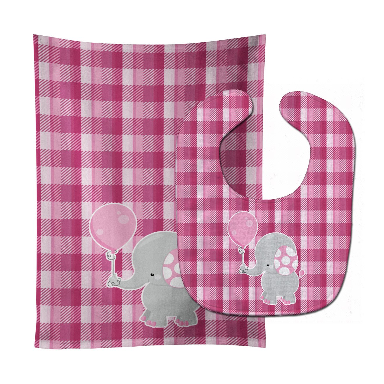 Elephant with Pink Balloon Baby Bib & Burp Cloth Easy-Clean Baby Bib Baby Feeding Accessory Baby Mealtime Essential