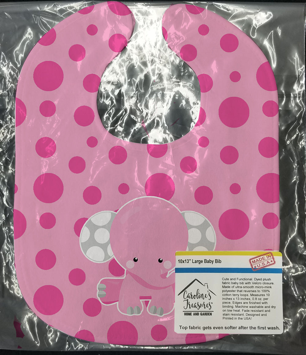 Elephant with Pink Polkadots Baby Bib Easy-Clean Baby Bib Baby Feeding Accessory Baby Mealtime Essential, 10 x 13, Multicolor
