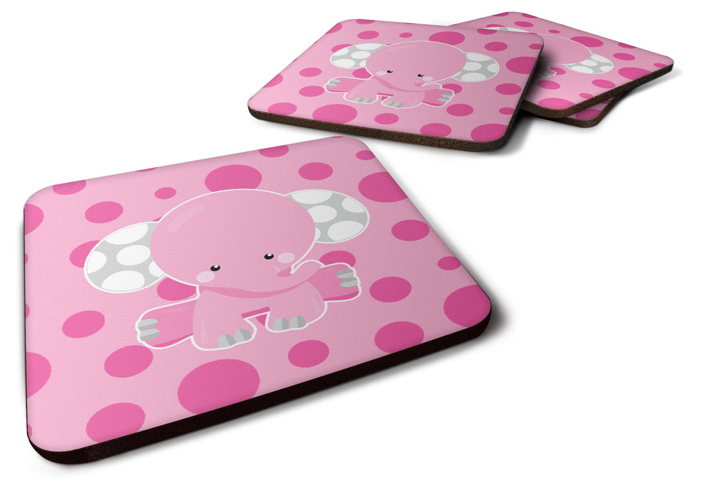 Elephant with Pink Polkadots Foam Coasters Set of 4 Cup Coasters for Indoor Outdoor, Tabletop Protection, Anti Slip, Mouse pad Material
