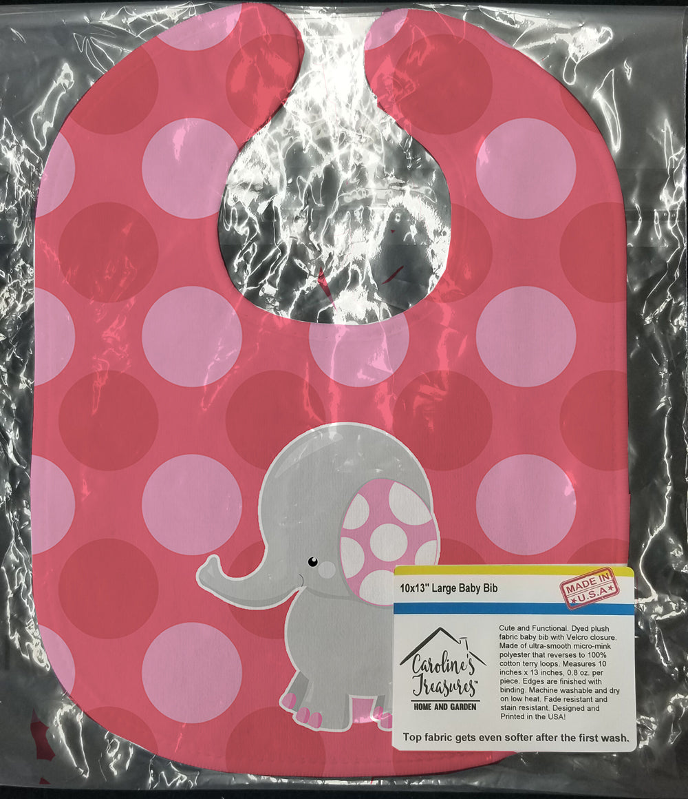 Elephant Big Polkadots Baby Bib Easy-Clean Baby Bib Baby Feeding Accessory Baby Mealtime Essential, 10 x 13, Multicolor