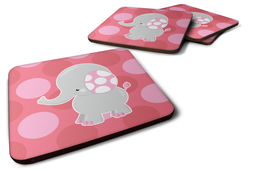 Elephant Big Polkadots Foam Coasters Set of 4 Cup Coasters for Indoor Outdoor, Tabletop Protection, Anti Slip, Mouse pad Material