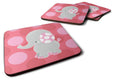 Elephant Big Polkadots Foam Coasters Set of 4 Cup Coasters for Indoor Outdoor, Tabletop Protection, Anti Slip, Mouse pad Material