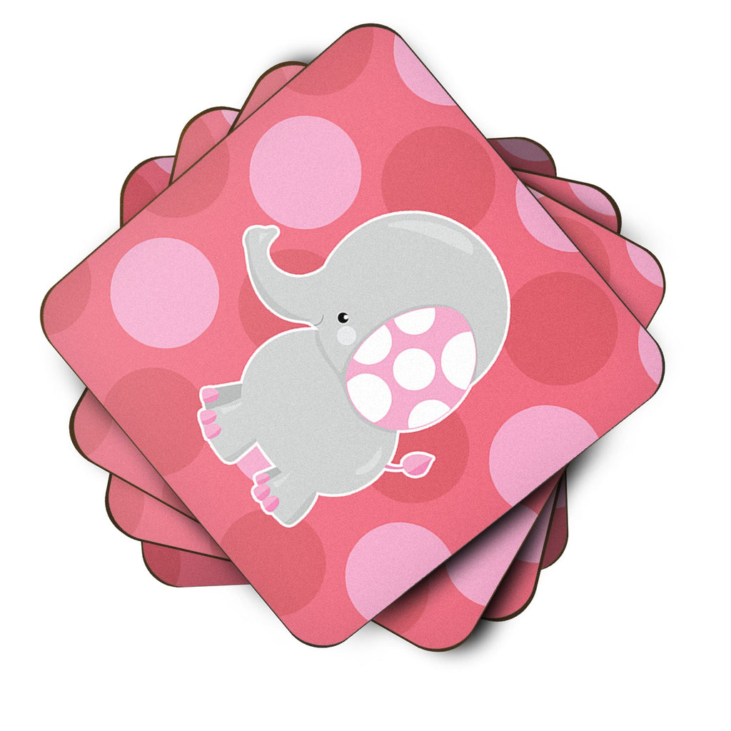 Elephant Big Polkadots Foam Coasters Set of 4 Cup Coasters for Indoor Outdoor, Tabletop Protection, Anti Slip, Mouse pad Material