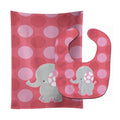 Elephant Big Polkadots Baby Bib & Burp Cloth Easy-Clean Baby Bib Baby Feeding Accessory Baby Mealtime Essential