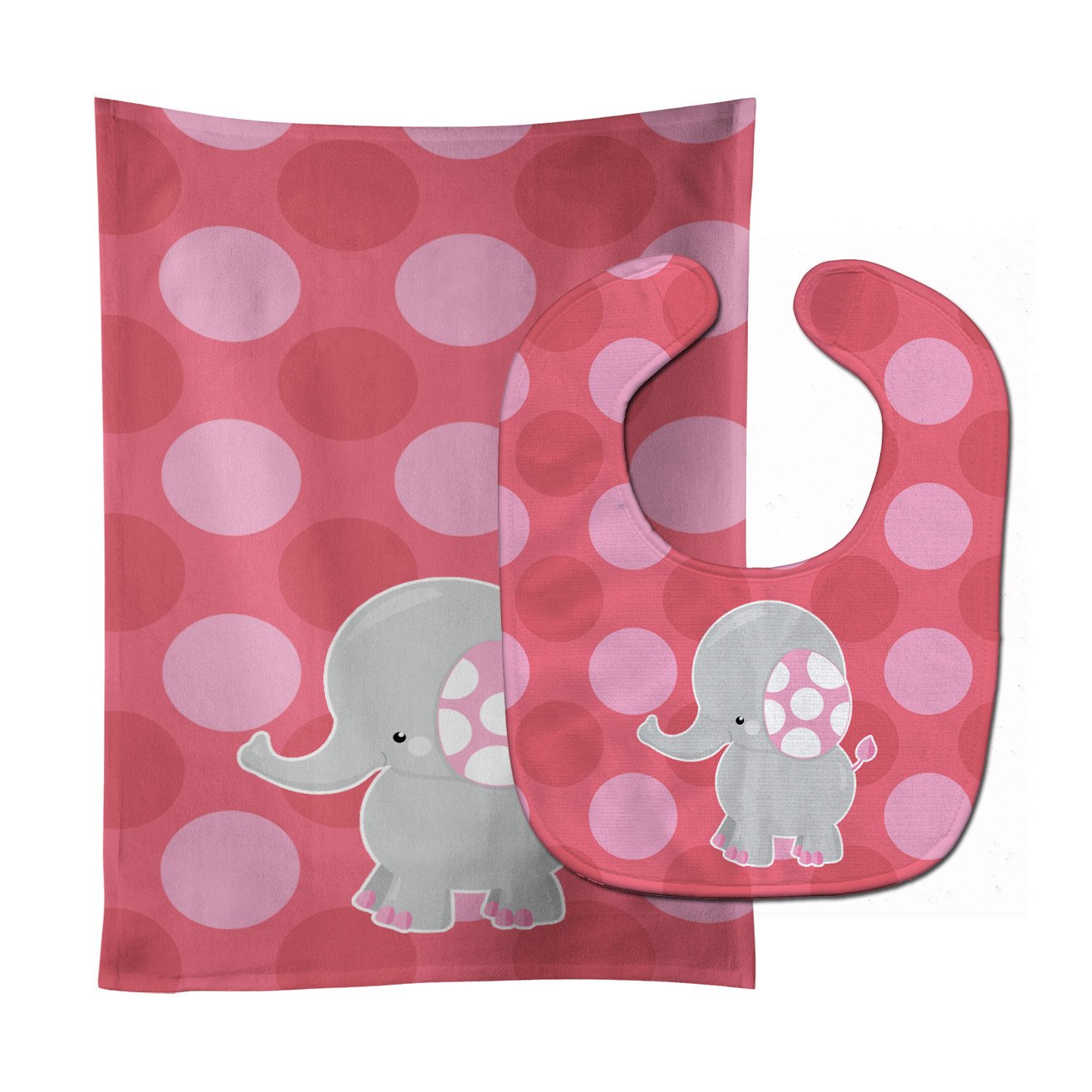 Elephant Big Polkadots Baby Bib & Burp Cloth Easy-Clean Baby Bib Baby Feeding Accessory Baby Mealtime Essential