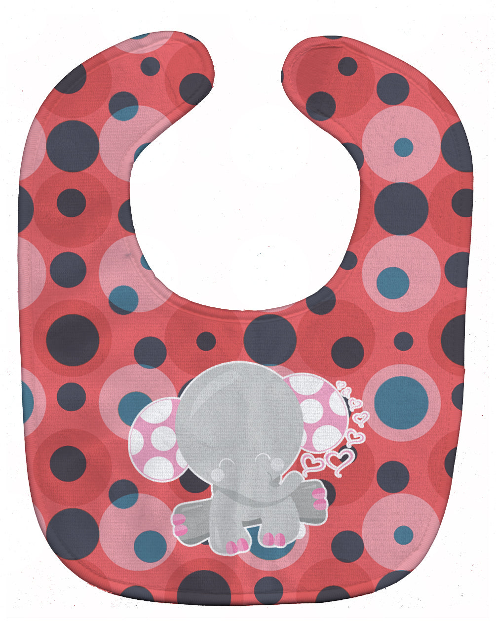 Elephant Lots of Polkadots Baby Bib Easy-Clean Baby Bib Baby Feeding Accessory Baby Mealtime Essential, 10 x 13, Multicolor