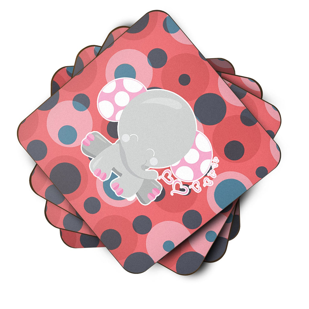 Elephant Lots of Polkadots Foam Coasters Set of 4 Cup Coasters for Indoor Outdoor, Tabletop Protection, Anti Slip, Mouse pad Material
