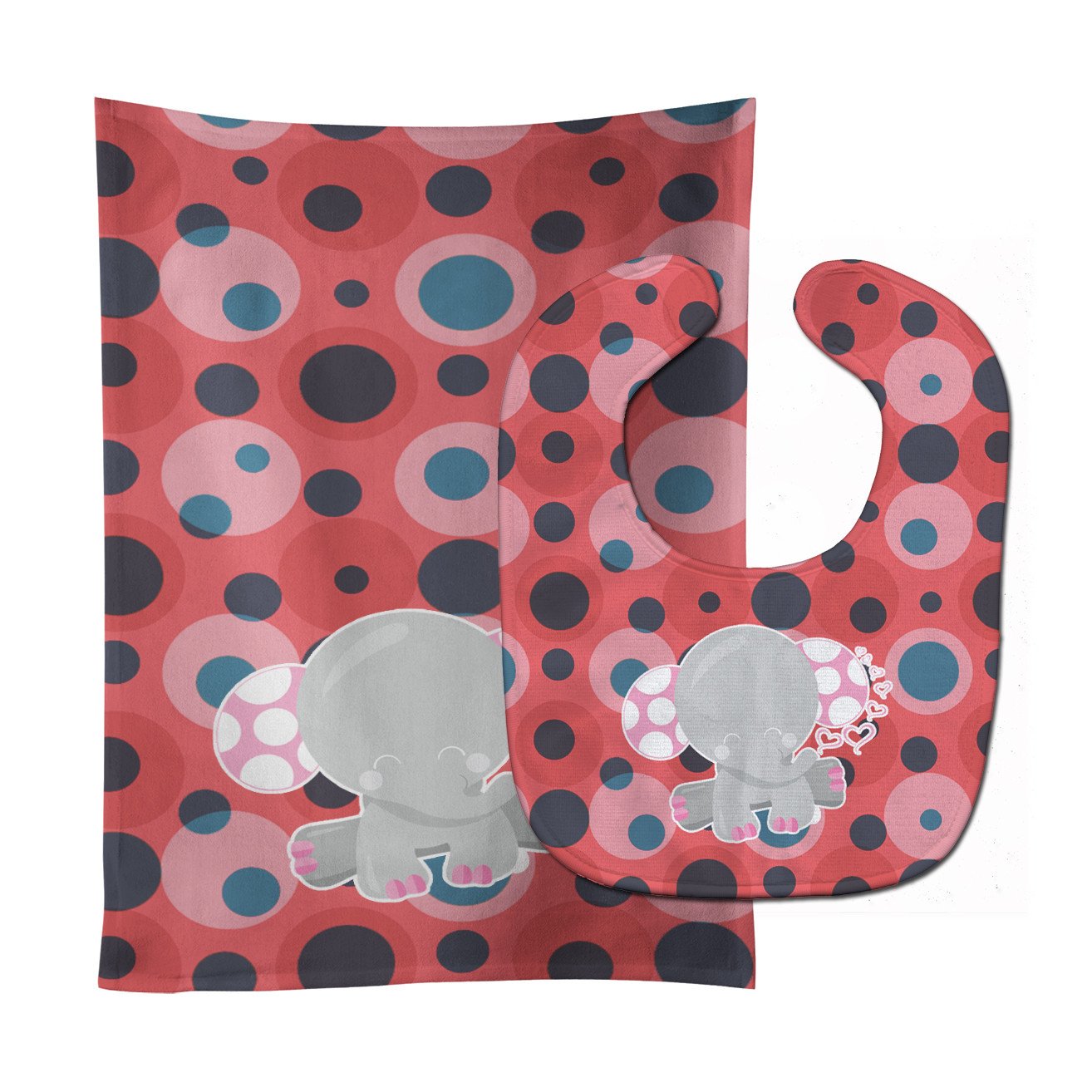 Elephant Lots of Polkadots Baby Bib & Burp Cloth Easy-Clean Baby Bib Baby Feeding Accessory Baby Mealtime Essential