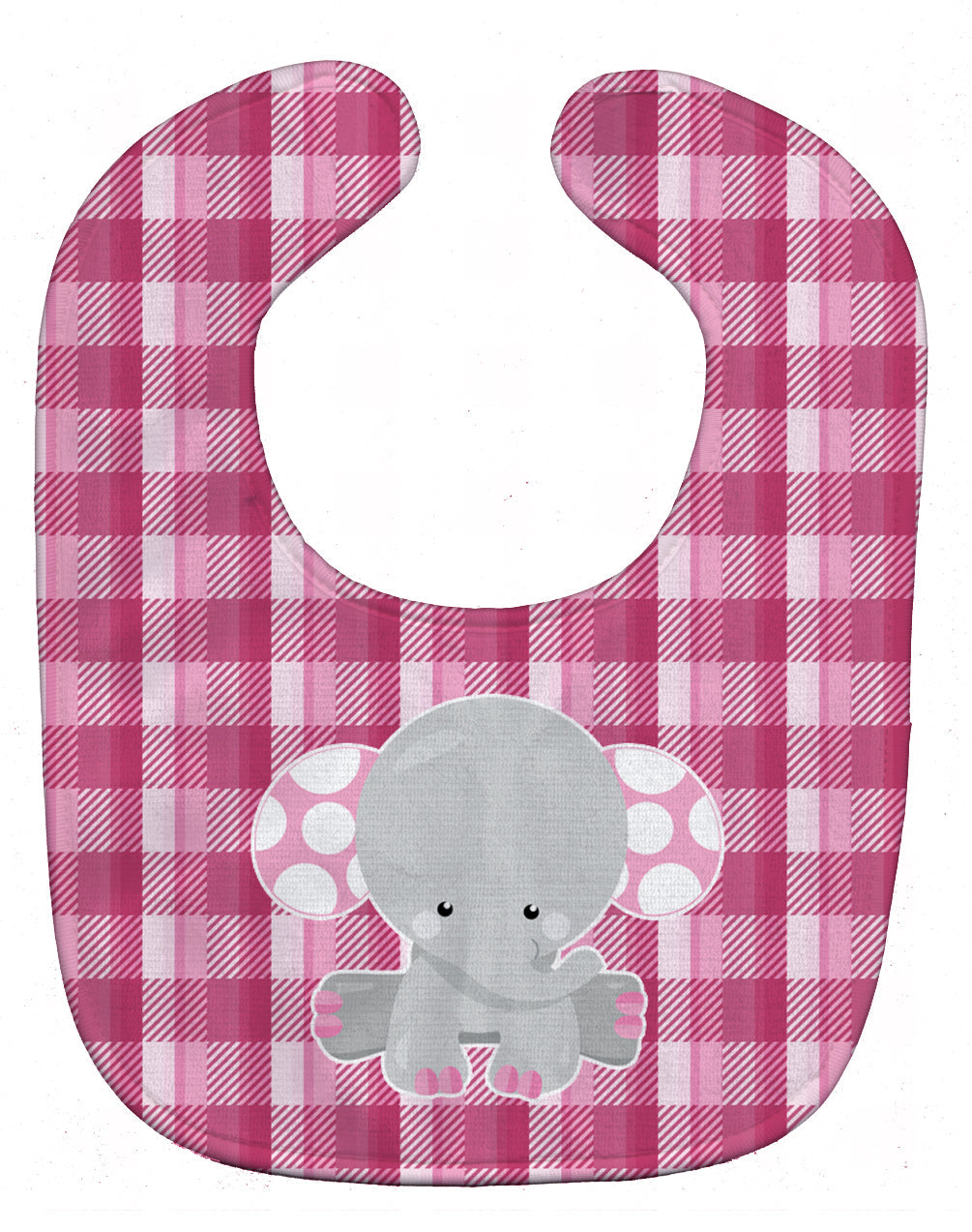 Elephant Pink Gingham Baby Bib Easy-Clean Baby Bib Baby Feeding Accessory Baby Mealtime Essential, 10 x 13, Multicolor