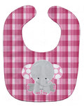 Elephant Pink Gingham Baby Bib Easy-Clean Baby Bib Baby Feeding Accessory Baby Mealtime Essential, 10 x 13, Multicolor