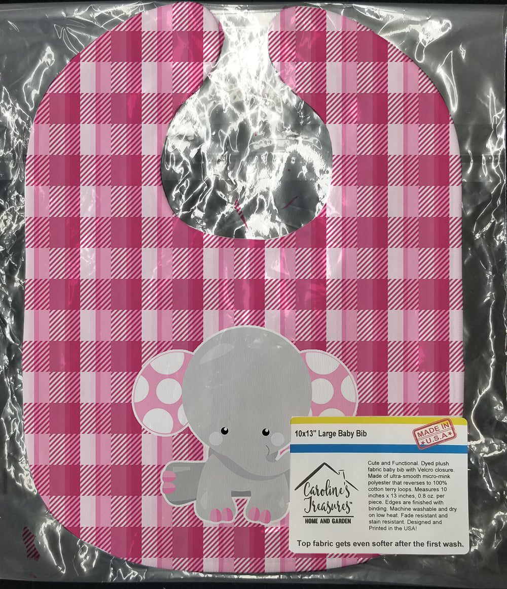 Elephant Pink Gingham Baby Bib Easy-Clean Baby Bib Baby Feeding Accessory Baby Mealtime Essential, 10 x 13, Multicolor