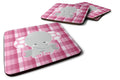 Elephant Pink Gingham Foam Coasters Set of 4 Cup Coasters for Indoor Outdoor, Tabletop Protection, Anti Slip, Mouse pad Material