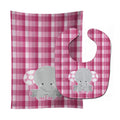 Elephant Pink Gingham Baby Bib & Burp Cloth Easy-Clean Baby Bib Baby Feeding Accessory Baby Mealtime Essential