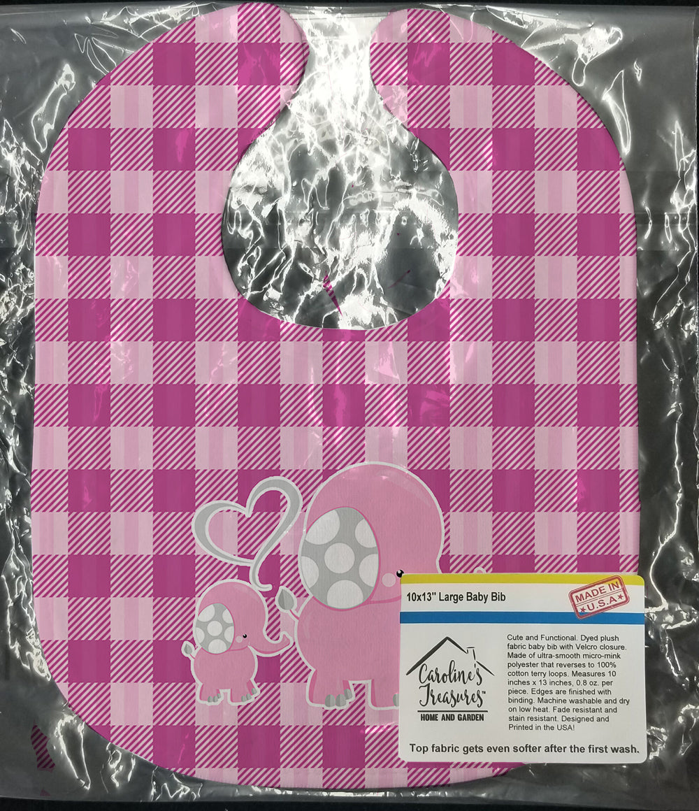 Elephant and Baby Baby Bib Easy-Clean Baby Bib Baby Feeding Accessory Baby Mealtime Essential, 10 x 13, Multicolor