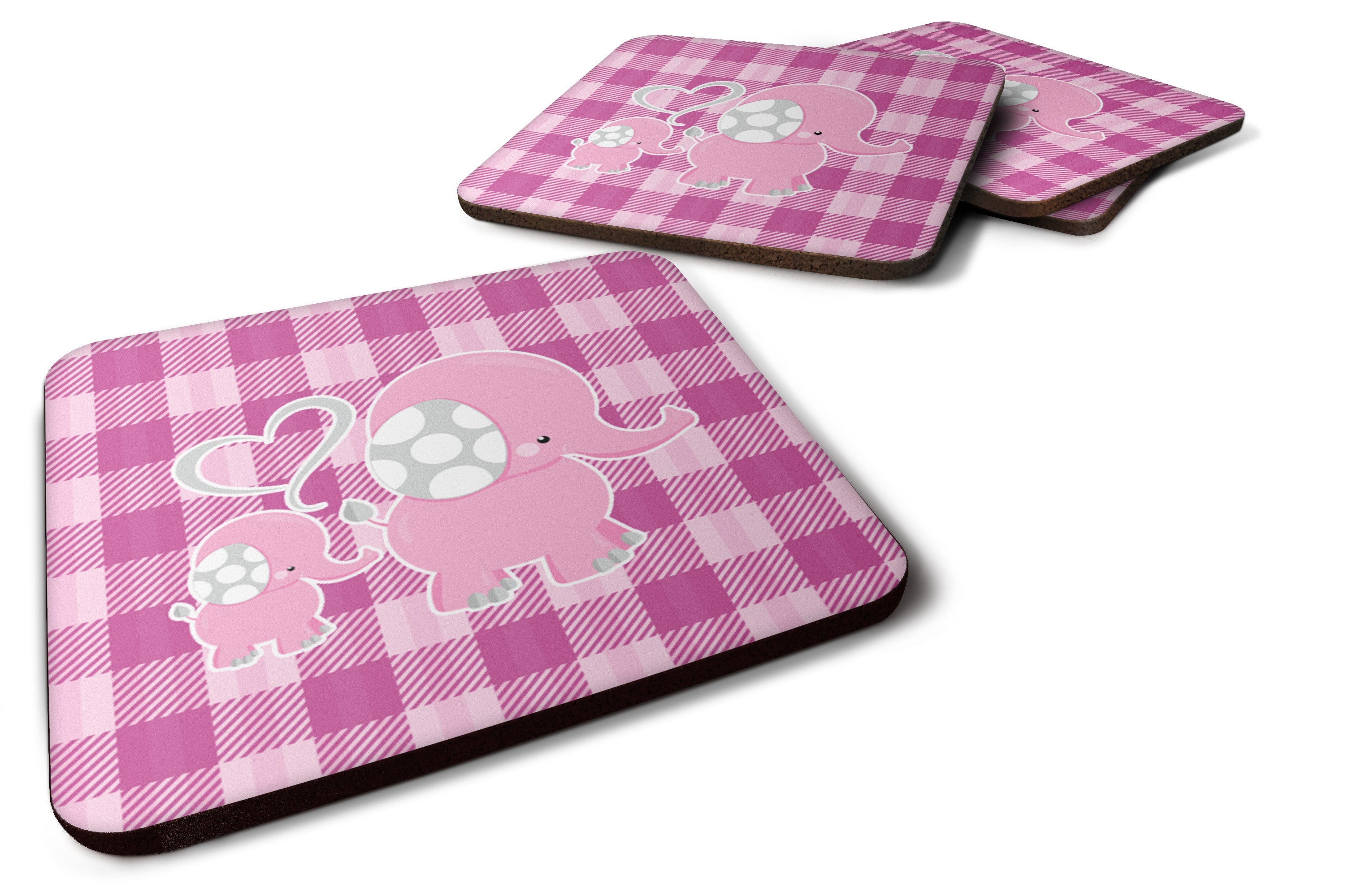 Elephant and Baby Foam Coasters Set of 4 Cup Coasters for Indoor Outdoor, Tabletop Protection, Anti Slip, Mouse pad Material