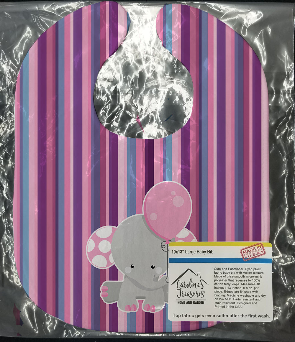 Elephant on Stripes Baby Bib Easy-Clean Baby Bib Baby Feeding Accessory Baby Mealtime Essential, 10 x 13, Multicolor