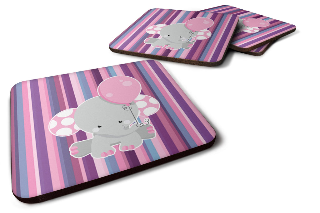 Elephant on Stripes Foam Coasters Set of 4 Cup Coasters for Indoor Outdoor, Tabletop Protection, Anti Slip, Mouse pad Material