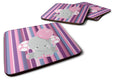 Elephant on Stripes Foam Coasters Set of 4 Cup Coasters for Indoor Outdoor, Tabletop Protection, Anti Slip, Mouse pad Material