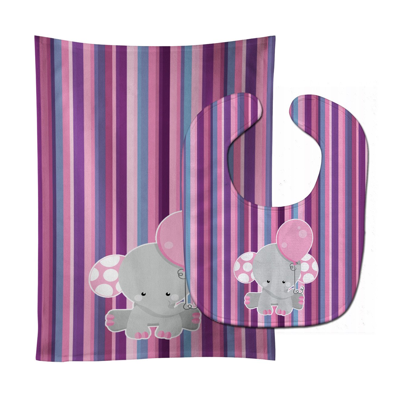 Elephant on Stripes Baby Bib & Burp Cloth Easy-Clean Baby Bib Baby Feeding Accessory Baby Mealtime Essential