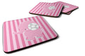 Elephant on Pink Stripes Foam Coasters Set of 4 Cup Coasters for Indoor Outdoor, Tabletop Protection, Anti Slip, Mouse pad Material