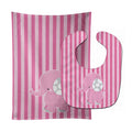 Elephant on Pink Stripes Baby Bib & Burp Cloth Easy-Clean Baby Bib Baby Feeding Accessory Baby Mealtime Essential