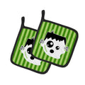 Halloween Ghost Frankenstein Pot Holder Set of 2 Heat Resistant Quilted Hot Pads 7.5 x 7.5 Inch, Insulated Kitchen Trivets for Cooking & Baking