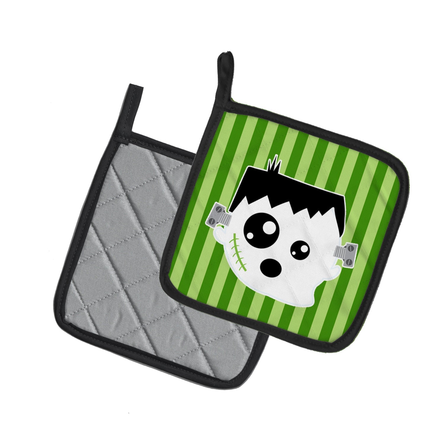 Halloween Ghost Frankenstein Pot Holder Set of 2 Heat Resistant Quilted Hot Pads 7.5 x 7.5 Inch, Insulated Kitchen Trivets for Cooking & Baking