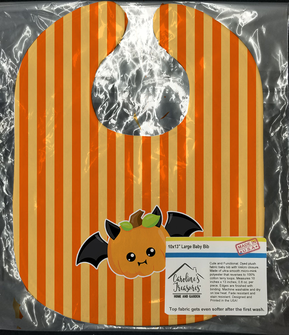 Halloween Pumpkin Bat Baby Bib Easy-Clean Baby Bib Baby Feeding Accessory Baby Mealtime Essential, 10 x 13, Multicolor