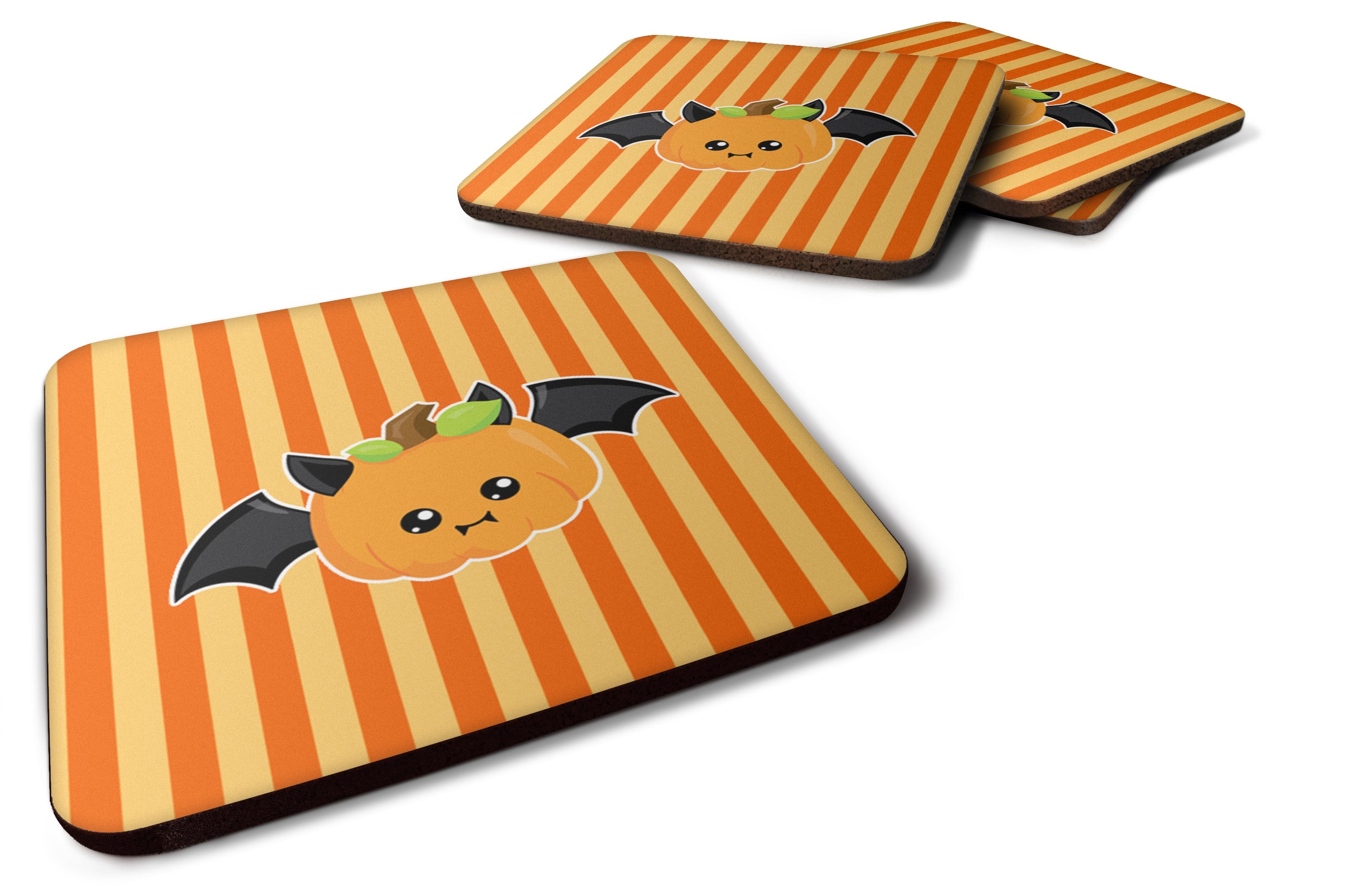 Halloween Pumpkin Bat Foam Coasters Set of 4 Cup Coasters for Indoor Outdoor, Tabletop Protection, Anti Slip, Mouse pad Material