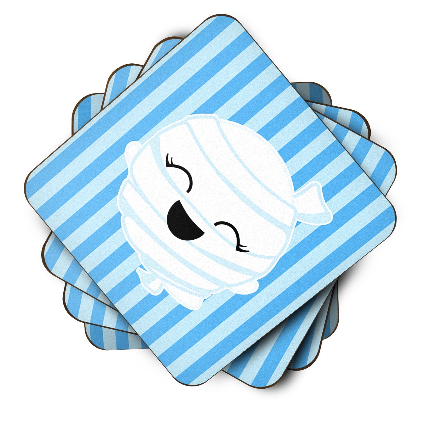 Halloween Ghost Mummy Foam Coasters Set of 4 Cup Coasters for Indoor Outdoor, Tabletop Protection, Anti Slip, Mouse pad Material