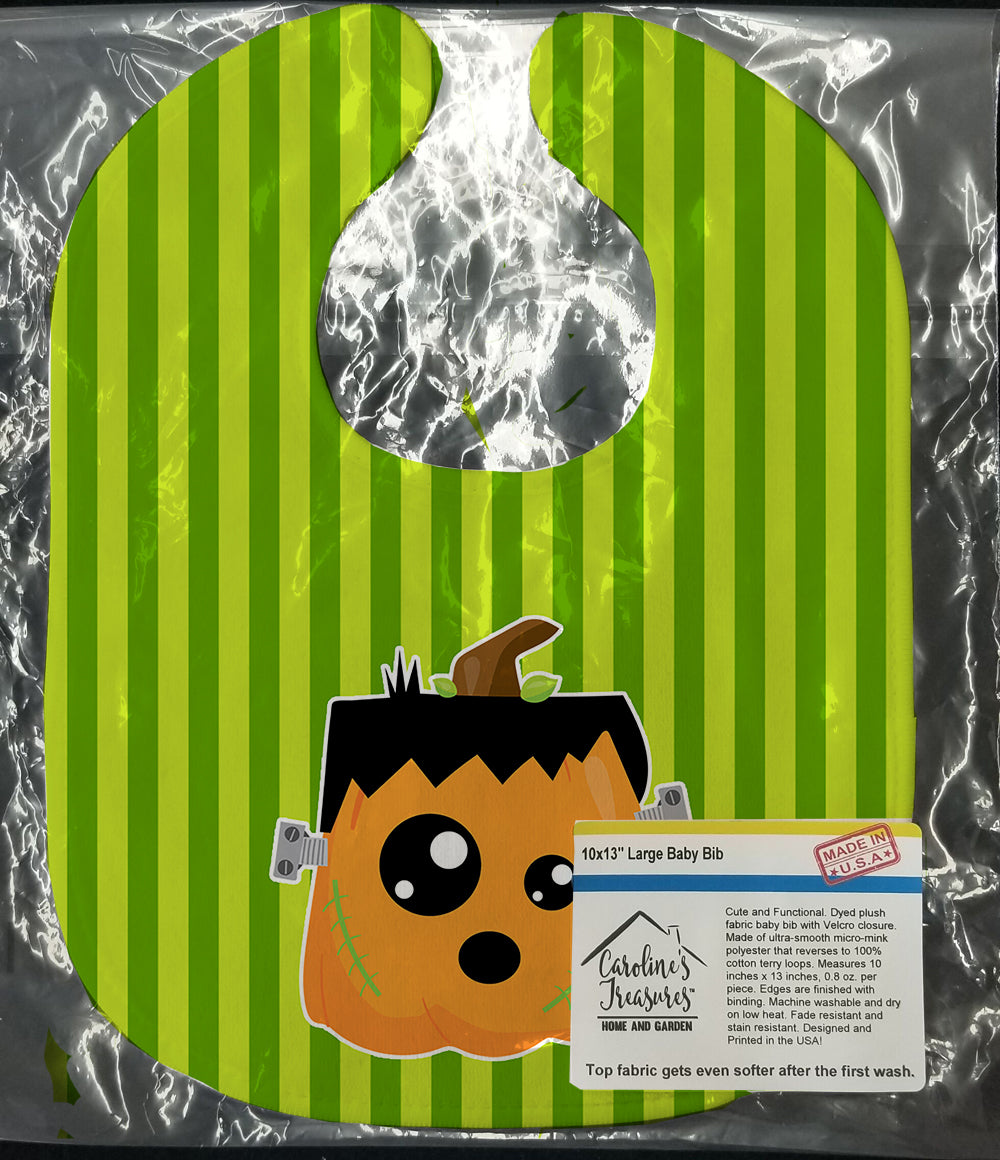 Halloween Pumpkin Frankenstein Baby Bib Easy-Clean Baby Bib Baby Feeding Accessory Baby Mealtime Essential, 10 x 13, Multicolor