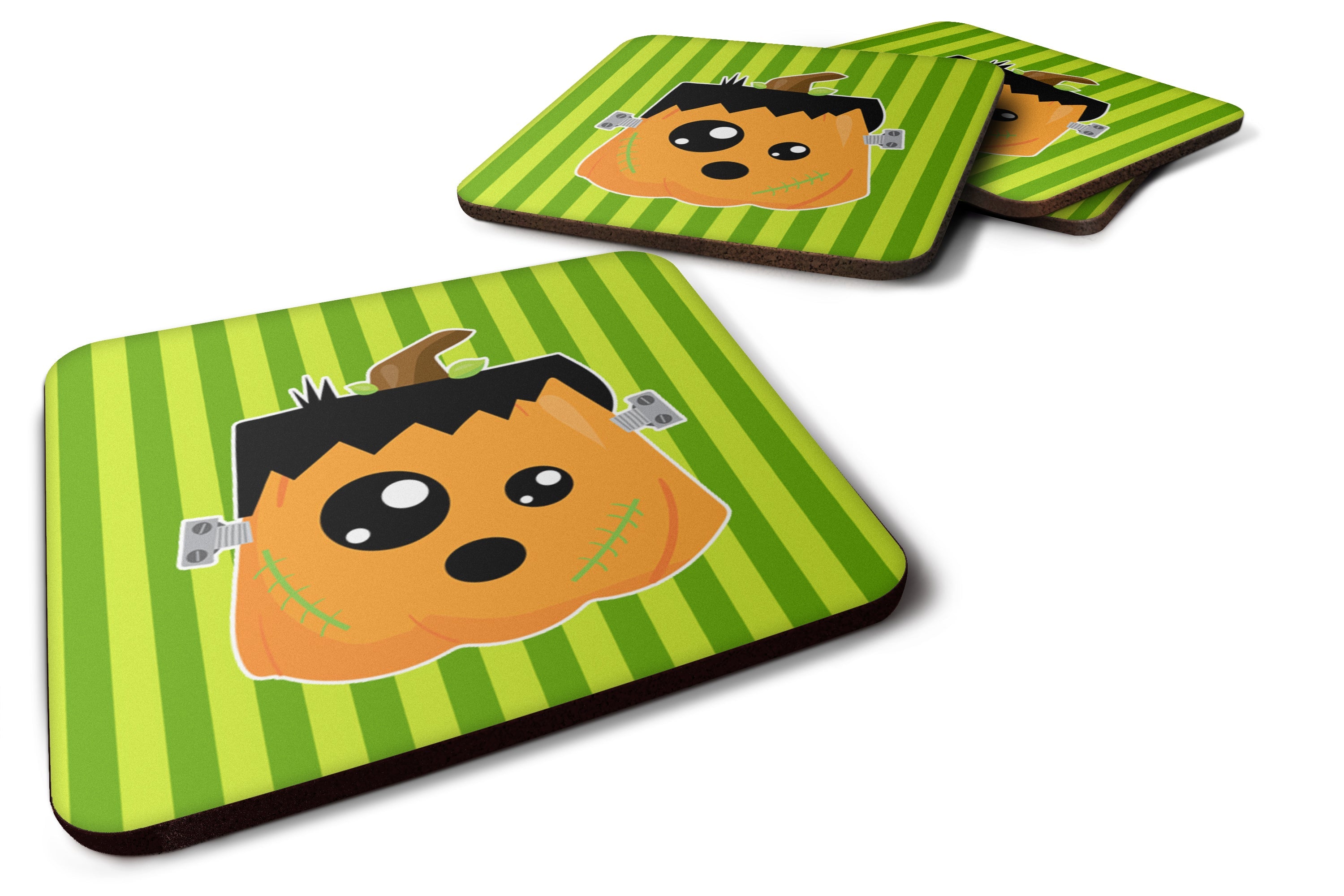 Halloween Pumpkin Frankenstein Foam Coasters Set of 4 Cup Coasters for Indoor Outdoor, Tabletop Protection, Anti Slip, Mouse pad Material