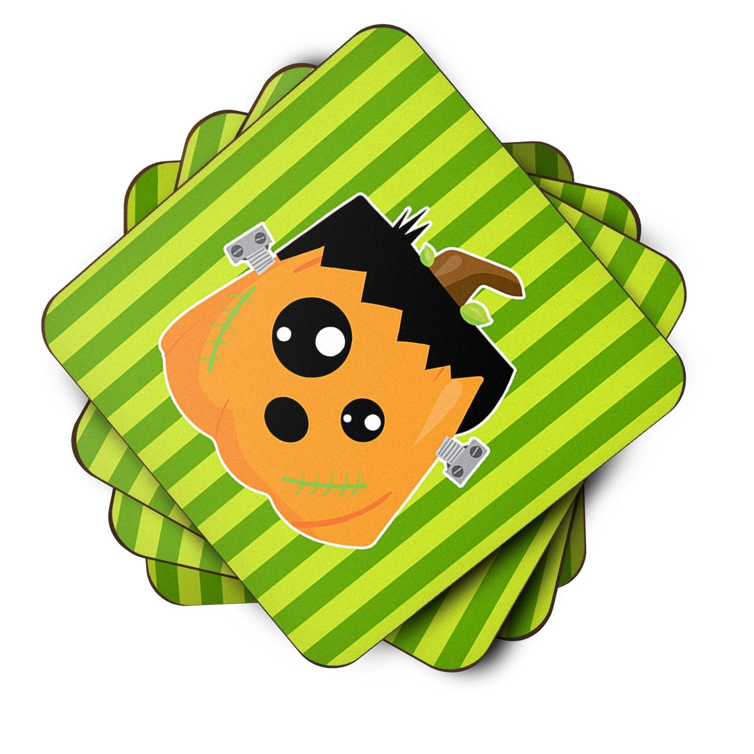 Halloween Pumpkin Frankenstein Foam Coasters Set of 4 Cup Coasters for Indoor Outdoor, Tabletop Protection, Anti Slip, Mouse pad Material