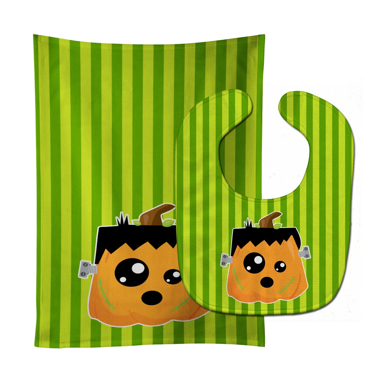 Halloween Pumpkin Frankenstein Baby Bib & Burp Cloth Easy-Clean Baby Bib Baby Feeding Accessory Baby Mealtime Essential