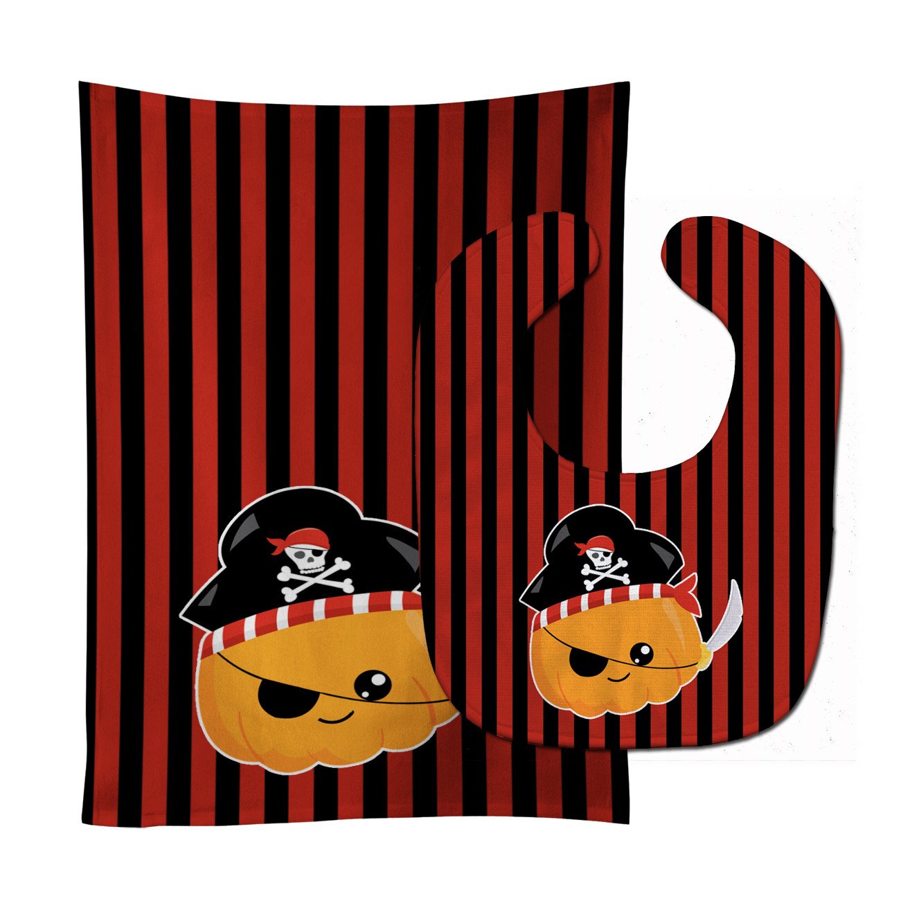 Halloween Pumpkin Pirate Baby Bib & Burp Cloth Easy-Clean Baby Bib Baby Feeding Accessory Baby Mealtime Essential