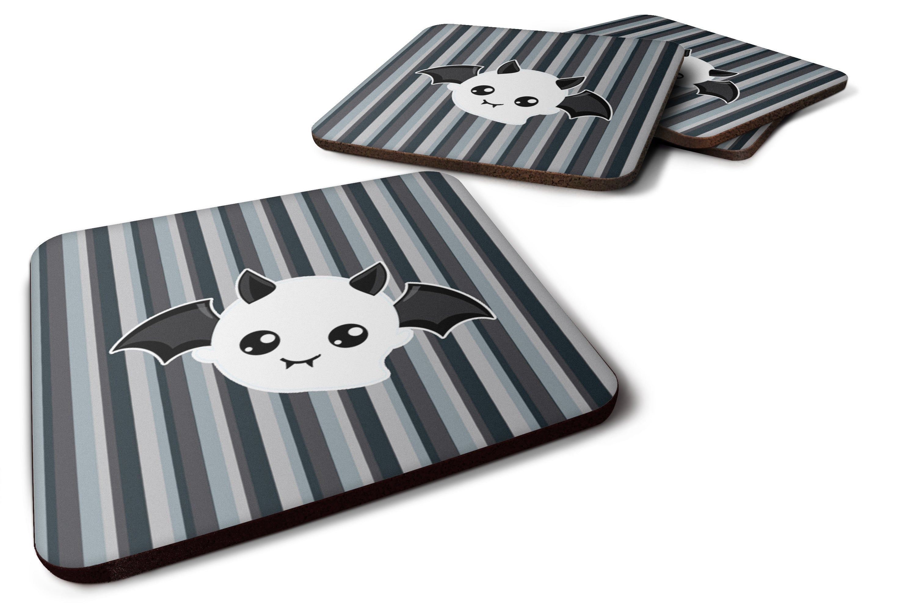 Halloween Ghost Bat Foam Coasters Set of 4 Cup Coasters for Indoor Outdoor, Tabletop Protection, Anti Slip, Mouse pad Material
